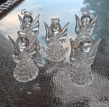 Vintage Christmas Holiday Acrylic Angel Set Of 5  (Hong Kong)