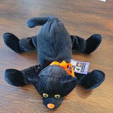 Gund Kitty Cat Black Stuffed Animal Orange Nose  Bow Halloween