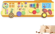 Wooden Wall Busy Board Panels, Toddler Learning Activity Center, Montessori Phil