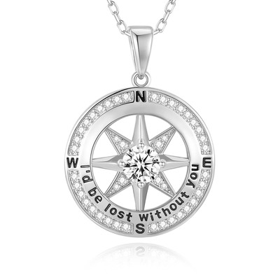 Compass Necklace for Women Jewelry For Woman I'd Be Lost Without You Sterling...
