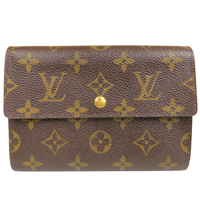 Auth Louis Vuitton Porte Tresor Etui Papier Trifold Wallet Monogram M61202