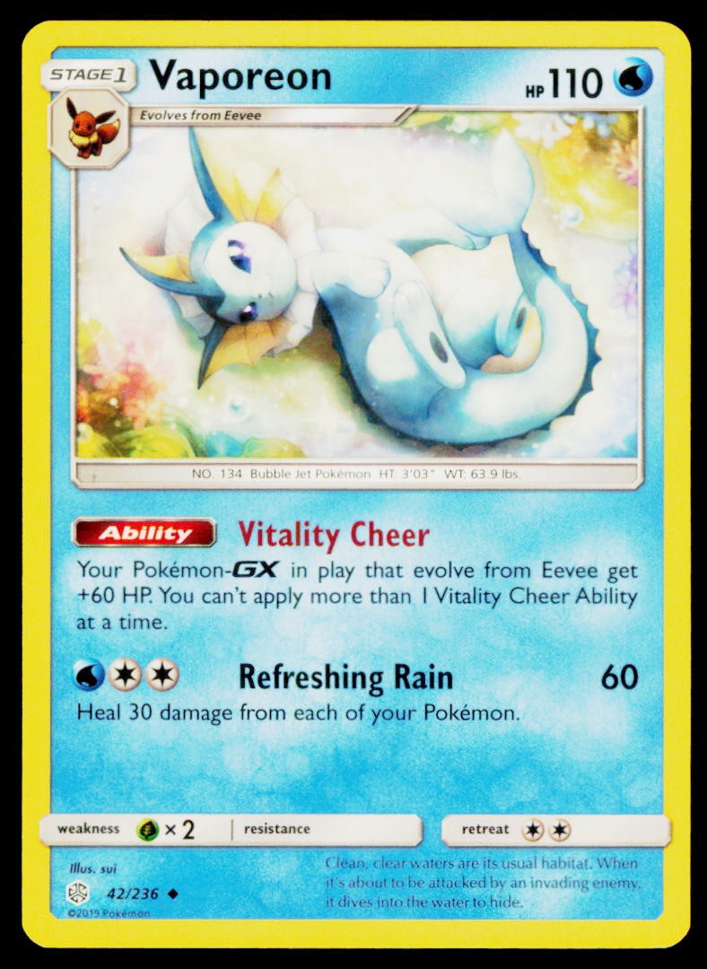 Vaporeon Uncommon SM - Cosmic Eclipse 42/236 LP