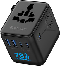 Universal Travel Adapter, International Travel Plug Adapter with 3 USB-C 2 USB