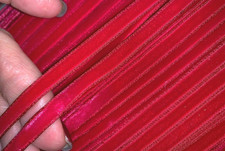 vintage velvet ribbon 1/4" trim cerise 3yds made in Switzerland