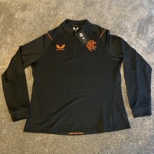 Rangers Castore Match Day Quarter Zip Top Womens size 14 Black Long Sleeve New