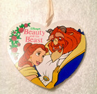 DISNEY BEAUTY & THE BEAST  HEART & ROSES WODDEN ORAMENT VINTAGE — photo 1