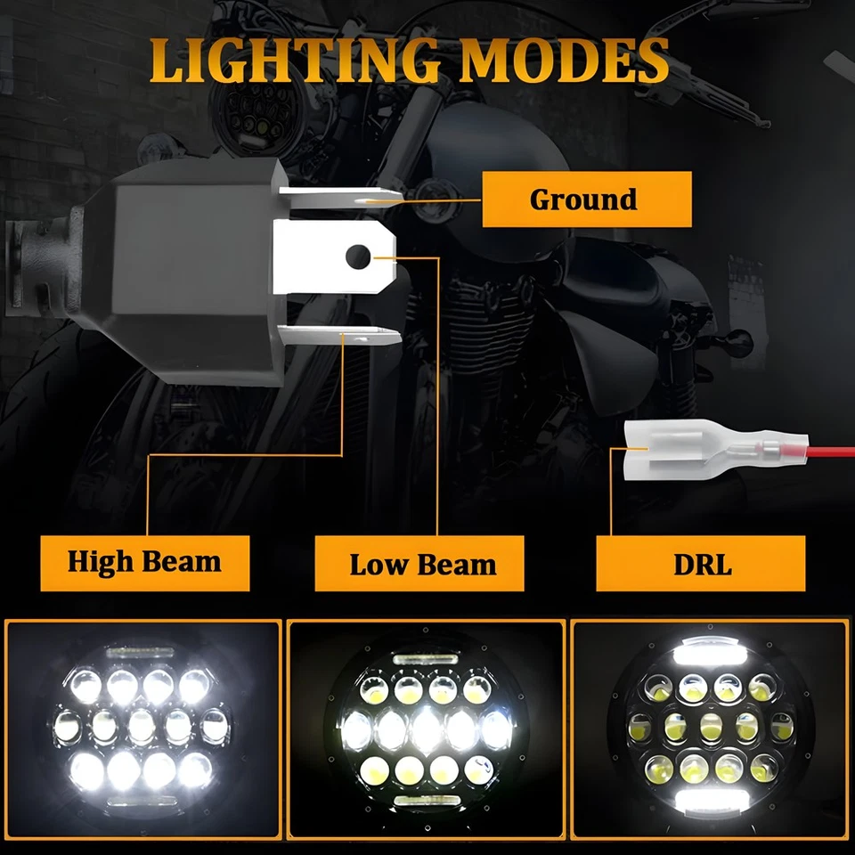 Faros LED cromados redondos de 7 pulgadas haz alto/bajo DRL para AM General Hummer H1 H2 Foto 2 de 4