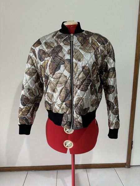 adL Ladies Size XL Metallic Sheen Wuikted Bomber Jacket