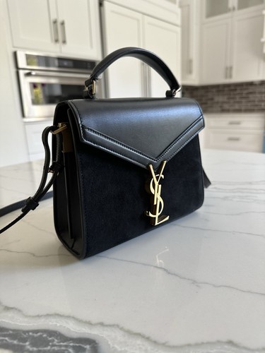 YSL yves saint laurent cassandra top handle shoulder bag black 100%authentic