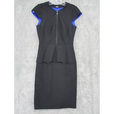 Elie Tahari Dress 2 Peplum Sheath Ponte Knit Zip Neckline Career Zip Stretch