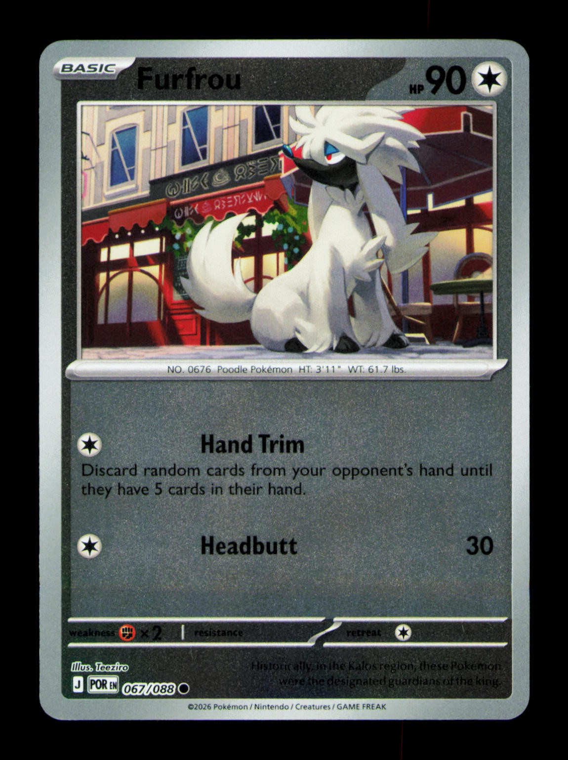 Furfrou Reverse Holofoil Common ME03: Perfect Order 067/088 NM