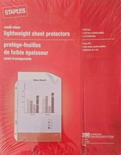 Staples Lightweight Sheet Protectors Semi-Clear 200/Box 10522