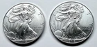 2- 2015 Walking Liberty / American Eagle 1 oz. .999 Fine Silver Dollar Coins BU+