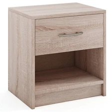 Modern Nightstand Bedside Table with Drawer Open Storage Shelf for Small Spaces