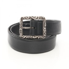 CHROME HEARTS Rectangle Scroll belt ceinture leather Black Used mens
