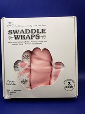 Bublo Baby 100 Cotton Swaddle Wraps 3-Pack Sm-Md 7-14lbs 0-3 Mon Girls Pink