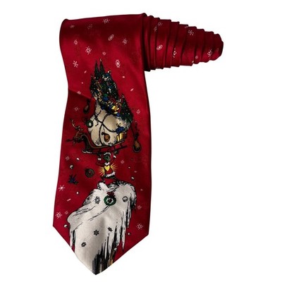 Dr Seuss Mens Grinch Stole Christmas Silk Tie Red Holiday Cat in the Hat 1994