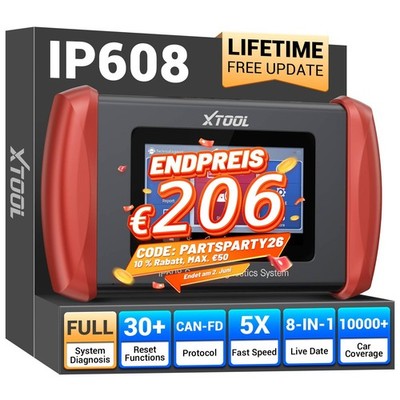 2026 XTOOL IP608 OBD2-Diagnosegerät, All-System-Scan-Tool mit 30+ Reset-Funktion