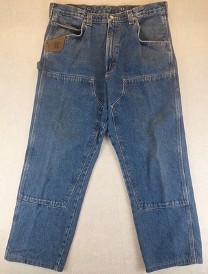 Wrangler Riggs Workwear Double Knee Carpenter Jeans Mens 38x29 Baggy Y2K HEMMED