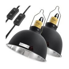 2 Pack Reptile Light Fixture, 8.5in Deep Dome Reptile Heat Lamp Fix... Fast Ship