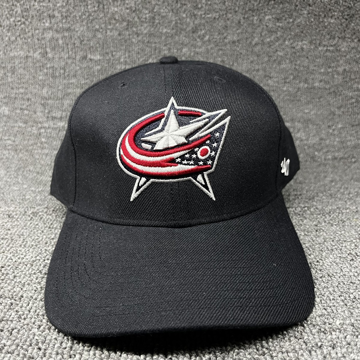 New '47 Brand Columbus Blue Jackets MVP Fitted Hat Cap Black Size 7 1/8