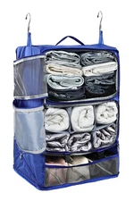 Hanging Packing Cubes Portable Closet 3-Shelf Travel Collapsible Compression ...