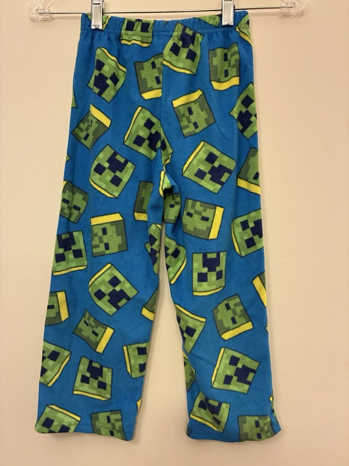 Niños Niños Minecraft Estampado Acogedor Polar Cintura Elástica Pull On PJ Pantalones Azul Talla 6 Foto 3 de 4