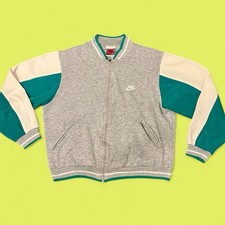 Vintage 80s Nike Colorblock Full Zip Fleece Track Jacket M Swoosh Sweatshirt