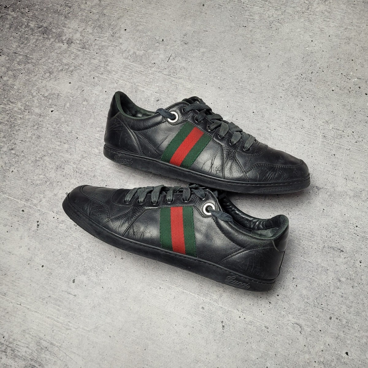 Gucci Coda Sneakers 233115 Black Leather Sneakers Mens US Size 9.5
