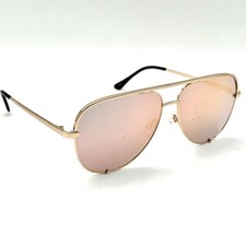 Quay High Key Aviator Sunglasses Gold Metal Designer Fashion Frame Mirror Lenses