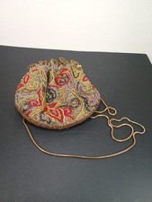 Lord Taylor Jewel Toned Gold Beaded Evening Bag Purse Clutch Chain Strap