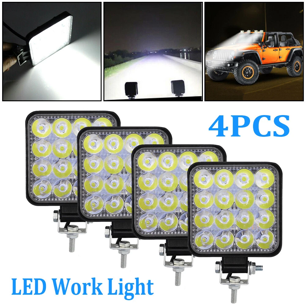 4pcs LED Work Light SPOT Lights For Truck Off Road Tractor 12V 24V Square 48W