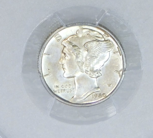 1940-D Mercury Dime PCGS AU58 sembra FB Frosty Luster appena classificato nuovo supporto A70A - Foto 2 di 4
