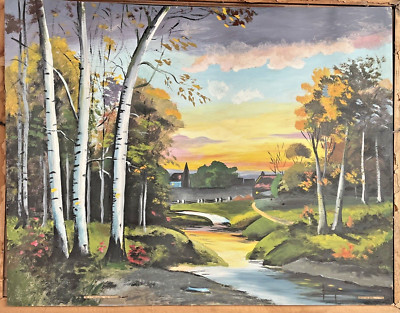 Autumn Leaves Are Falling Tempera Gertrude Schrautemeir Landscape Birch Trees
