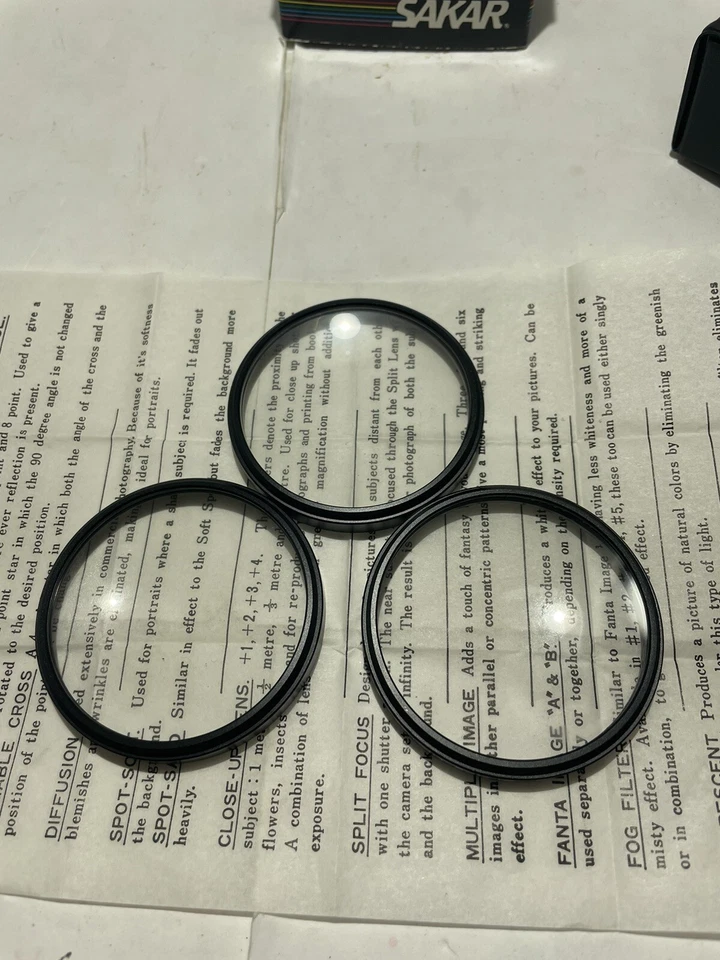 Vintage Sakar Close-Up Filter Set 55mm 1, 2, & 4 Magnification - Image 3 of 4