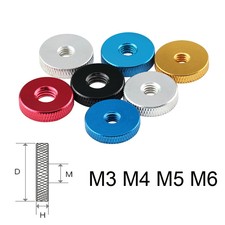Aluminium Alloy Knurled Thumb Nuts Hand Grip Knobs Nut M3 M4 M5 M6 Anodized Thin