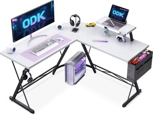 Black Or White L-Shaped Corner Gaming Desk Corner Table gaming Desk Office Desk - Picture 4 of 15