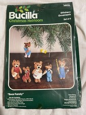 Bucilla Christmas Heirloom Stitchery Ornaments Bear Family 48996