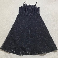 Calvin Klein Womens sz 10 Dress Black Floral Lace Lined Sleeveless A-Line