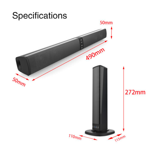 Barra de sonido Bluetooth TV Sound System 3D Surround Subwoofer Altavoz USB/AUX DE - Imagen 9 de 10