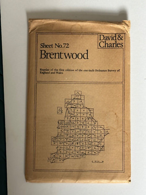 David & Charles, OS Map ,1st Edition,1 Inch Reprint, Brentwood. No:72