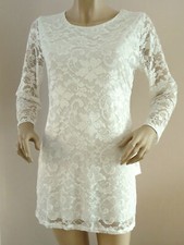 NEW LADIES CREAM GOSSIP LONG SLEEVED LINED LACE CUT OUT BACK DRESS SIZE 16