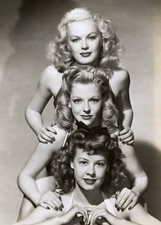 WW2 WWII Photo Movie Photo Three Little Girls in Blue  World War Two / 8131