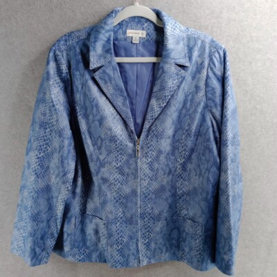 Susan Graver Liquid Tunic Blazer Size Extra Large Purple Snake