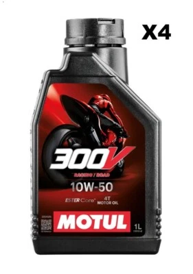 4 Litres Huile Moto MOTUL 300V 4T Factory Line Road Racing 10W50 100% Optique - Photo 1/4