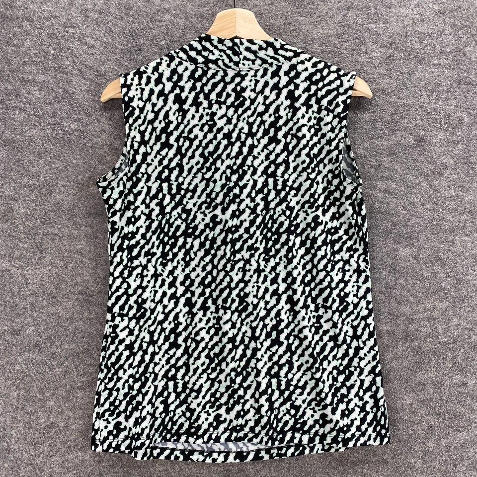 Blusa Dana Buchman Mujer S Pequeña Negra Geométrica Cuello en V Sin Mangas Correa Ancha Foto 2 de 4