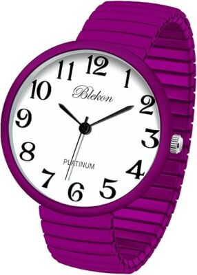 Blekon Collections Geneva Super Large 43mm Face Large Stretch Band Fashion Watch