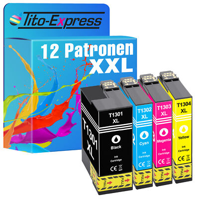 12 Tintenpatronen für Epson T1301-T1304 BX535 WD BX630 Series BX525 WD SX535 WD
