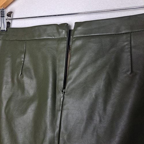 Forever 21 Gonna Donna M Vegan Pelle Verde Foresta Doppia Cerniera Anteriore Mini - Foto 10 di 11