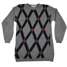 Richard & Co. Lamb Wool & Angora Rabbit Hair Women's Size Small Geometric Gray